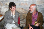 Con Fernando Cabrera en los camerinos de Agadu (Sociedad de autores Uruguayos)